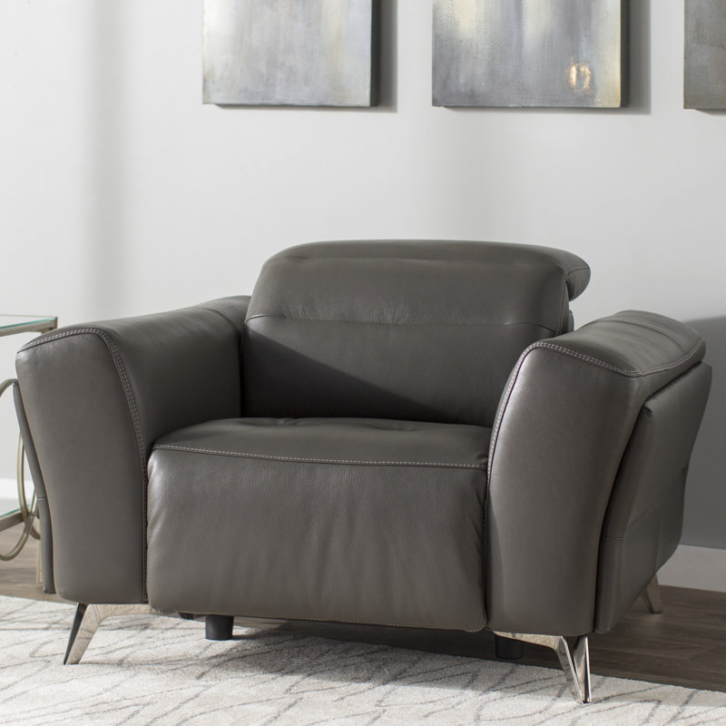 Orren Ellis Paille Leather Power Wall Hugger Recliner